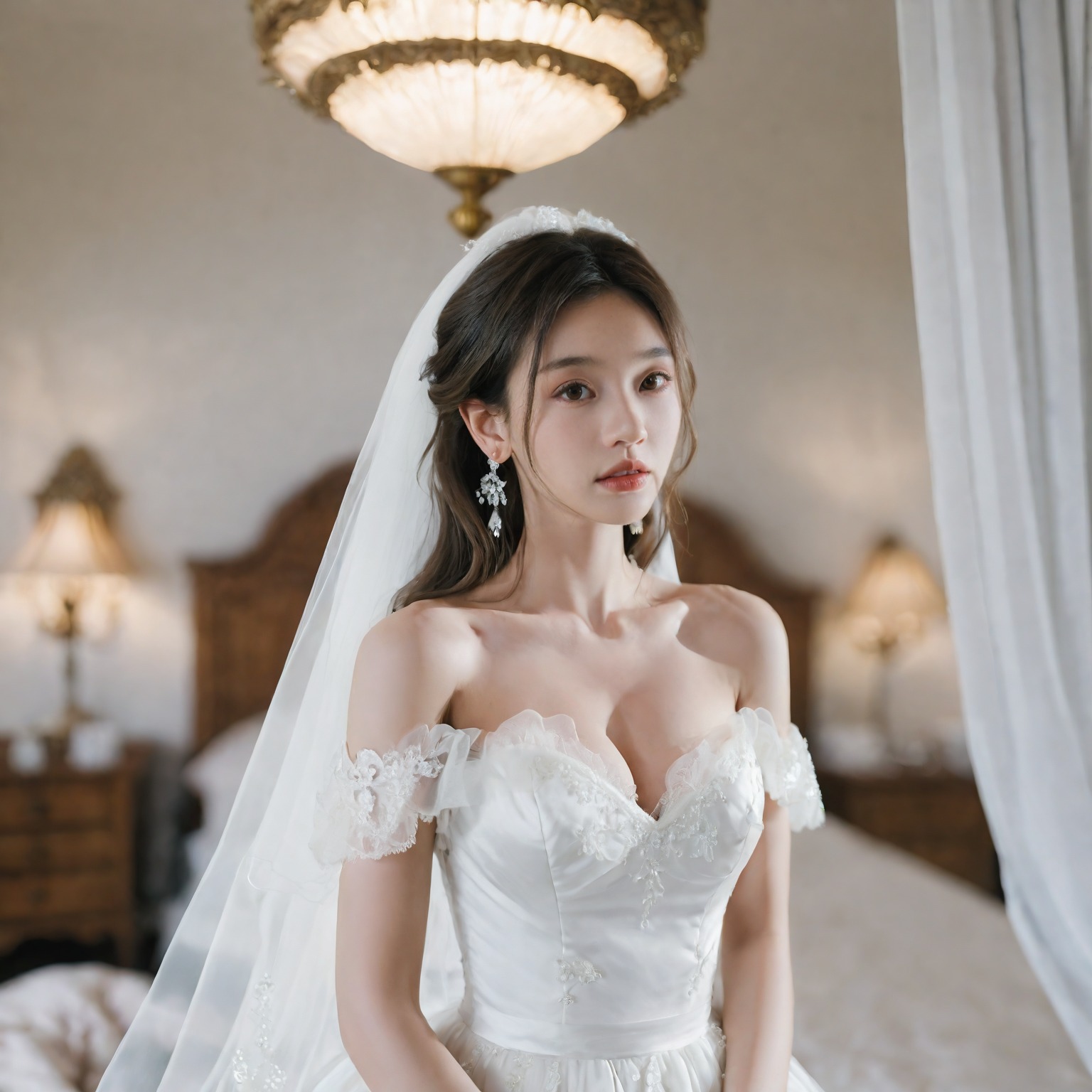 A girl in a wedding dress