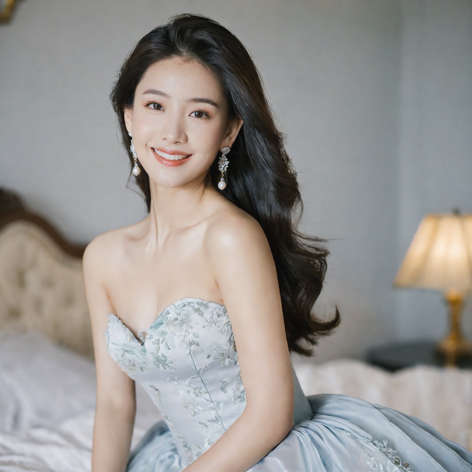 A girl in a wedding dress