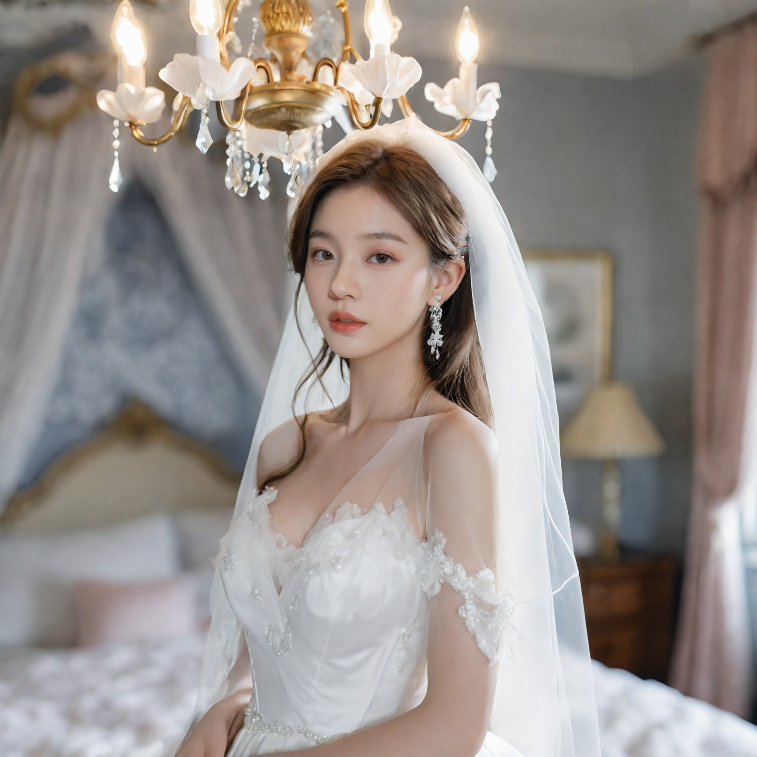A girl in a wedding dress