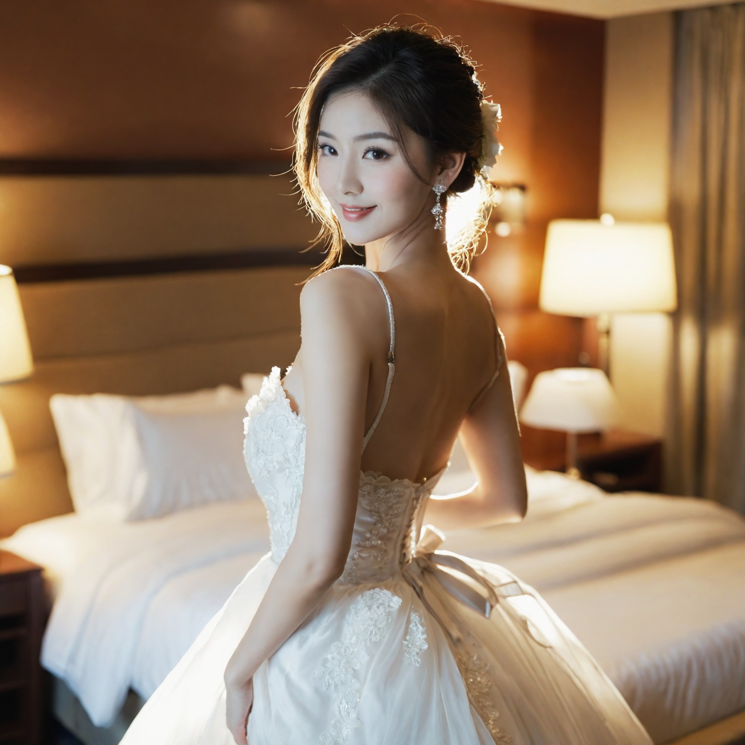 A girl in a wedding dress