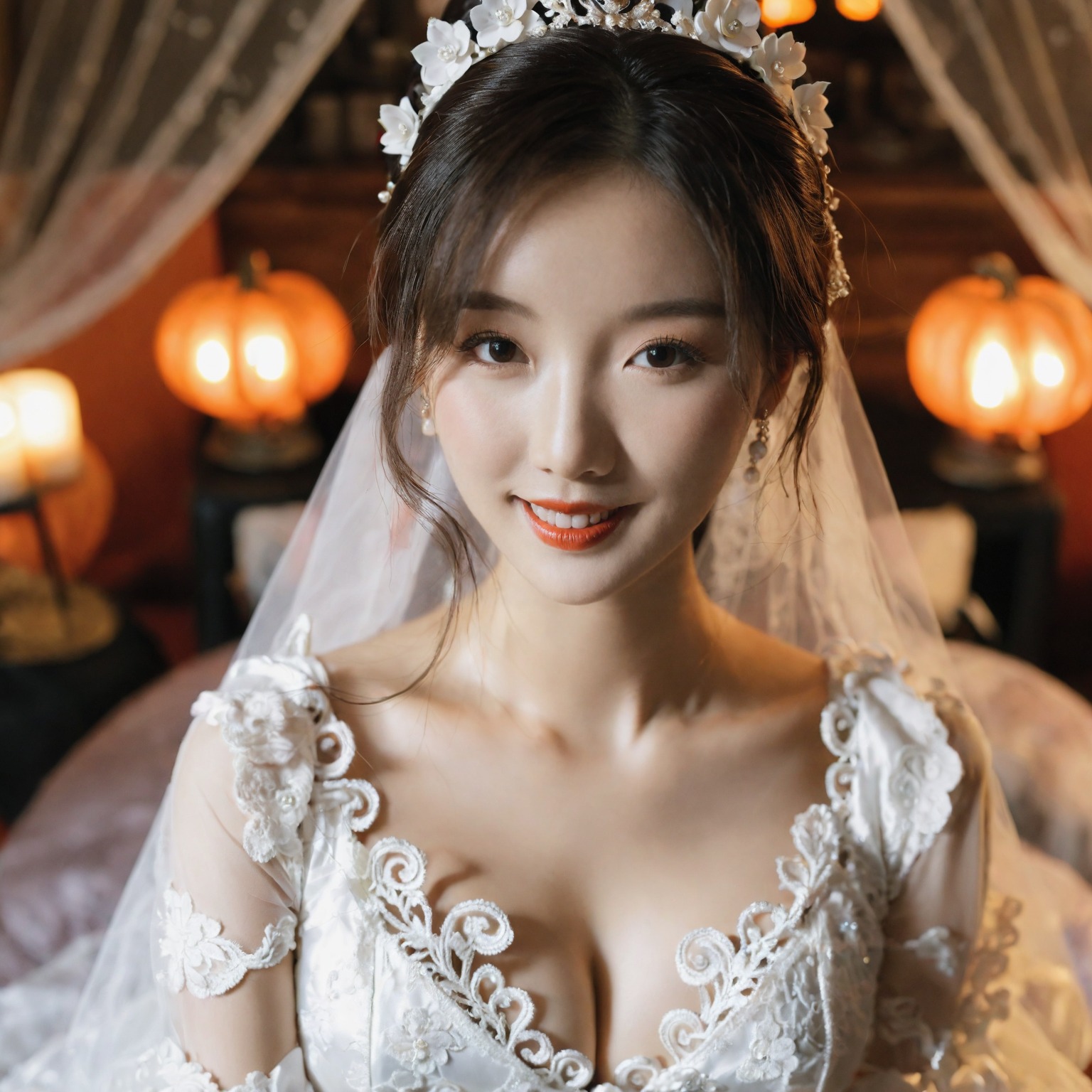 A girl in a wedding dress