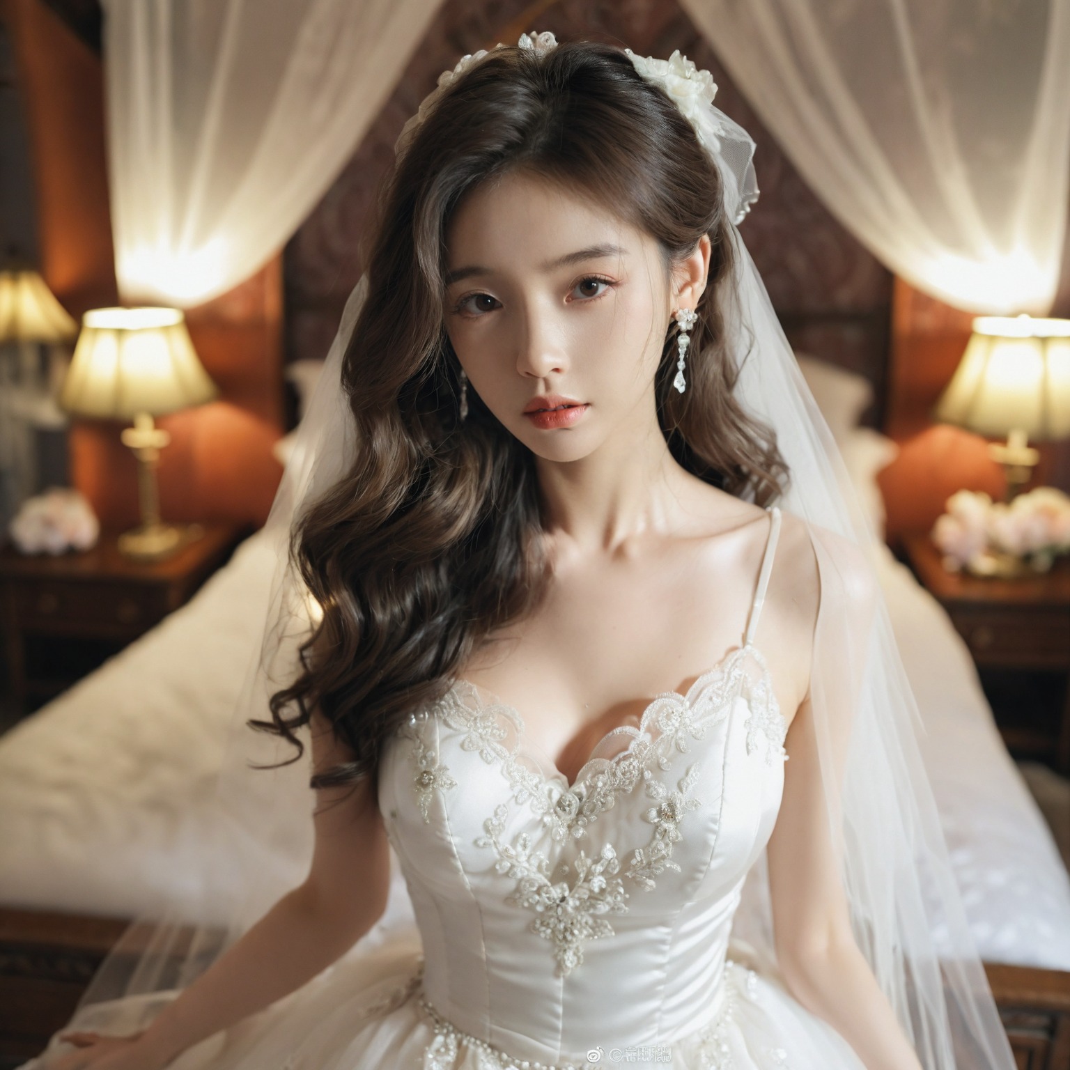 A girl in a wedding dress