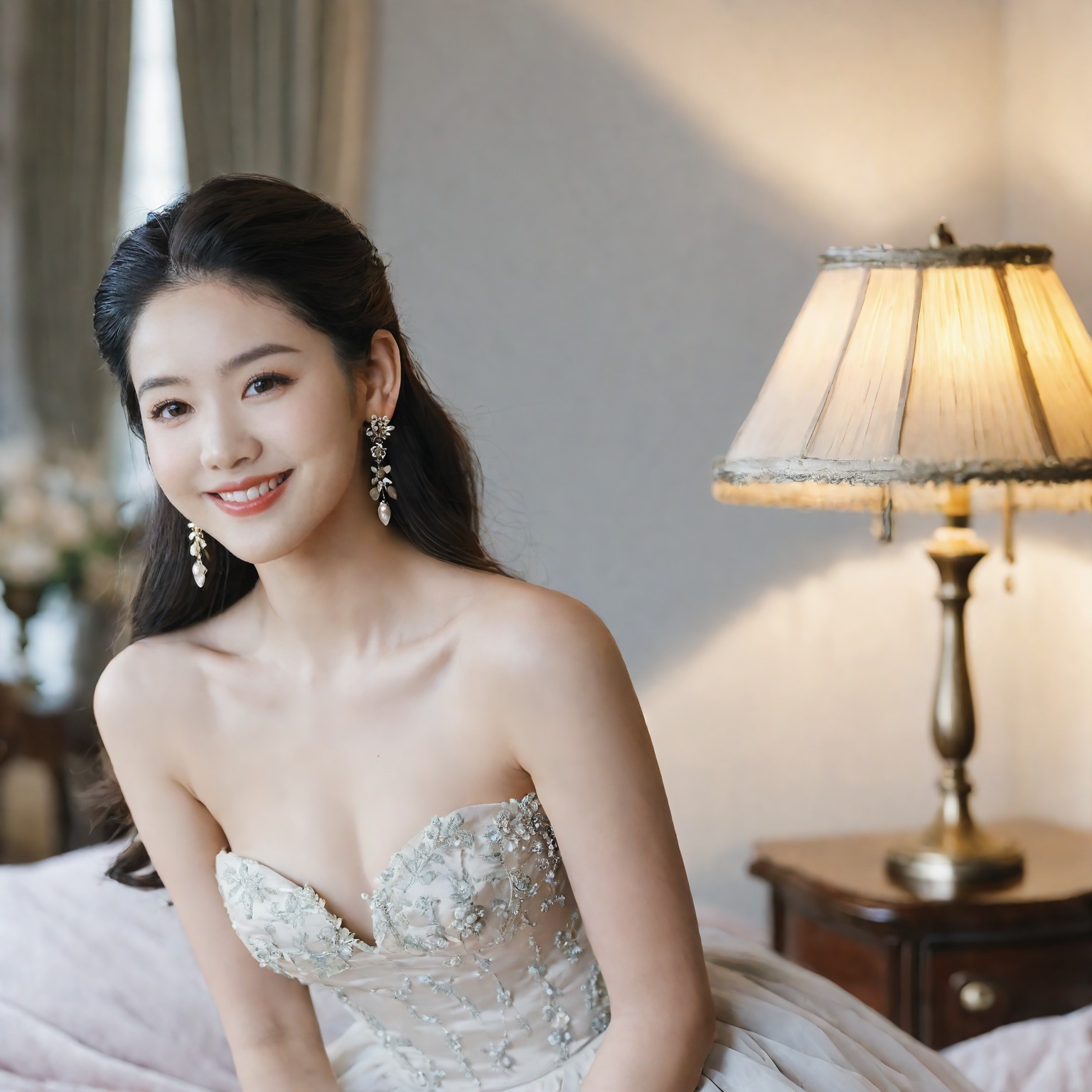 A girl in a wedding dress