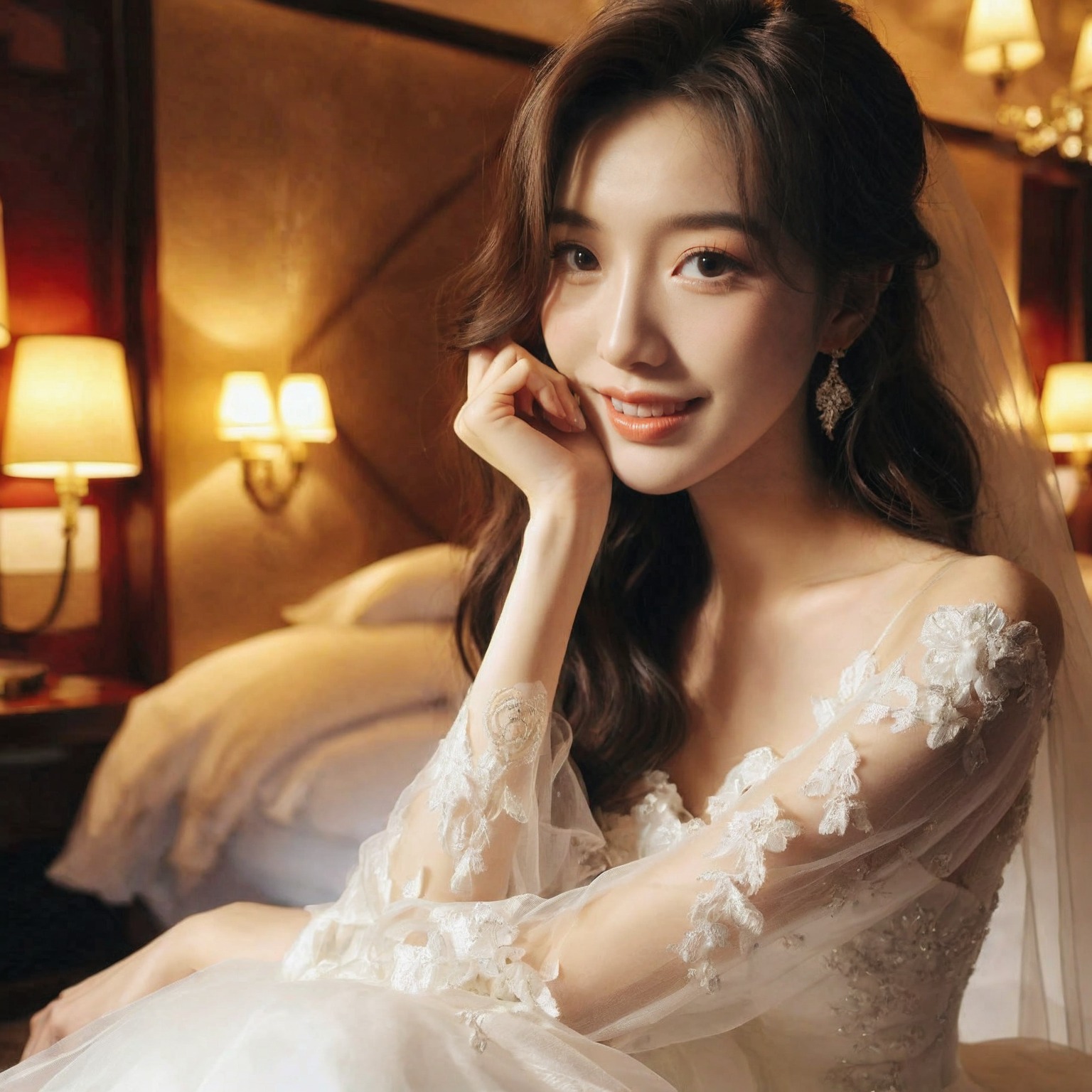 A girl in a wedding dress
