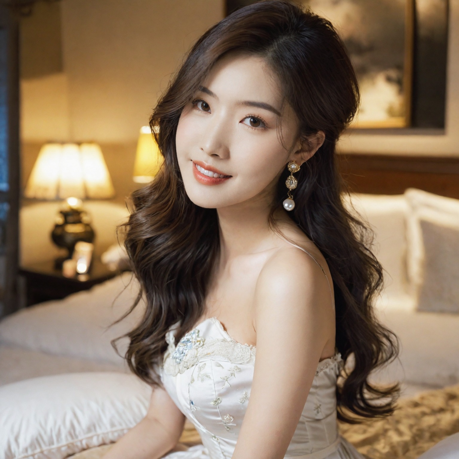 A girl in a wedding dress