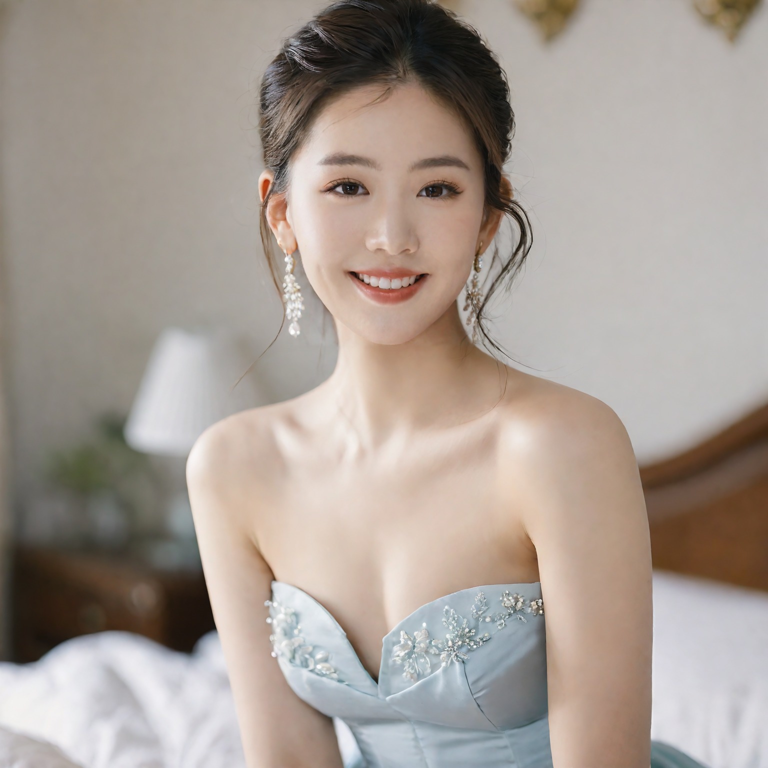 A girl in a wedding dress