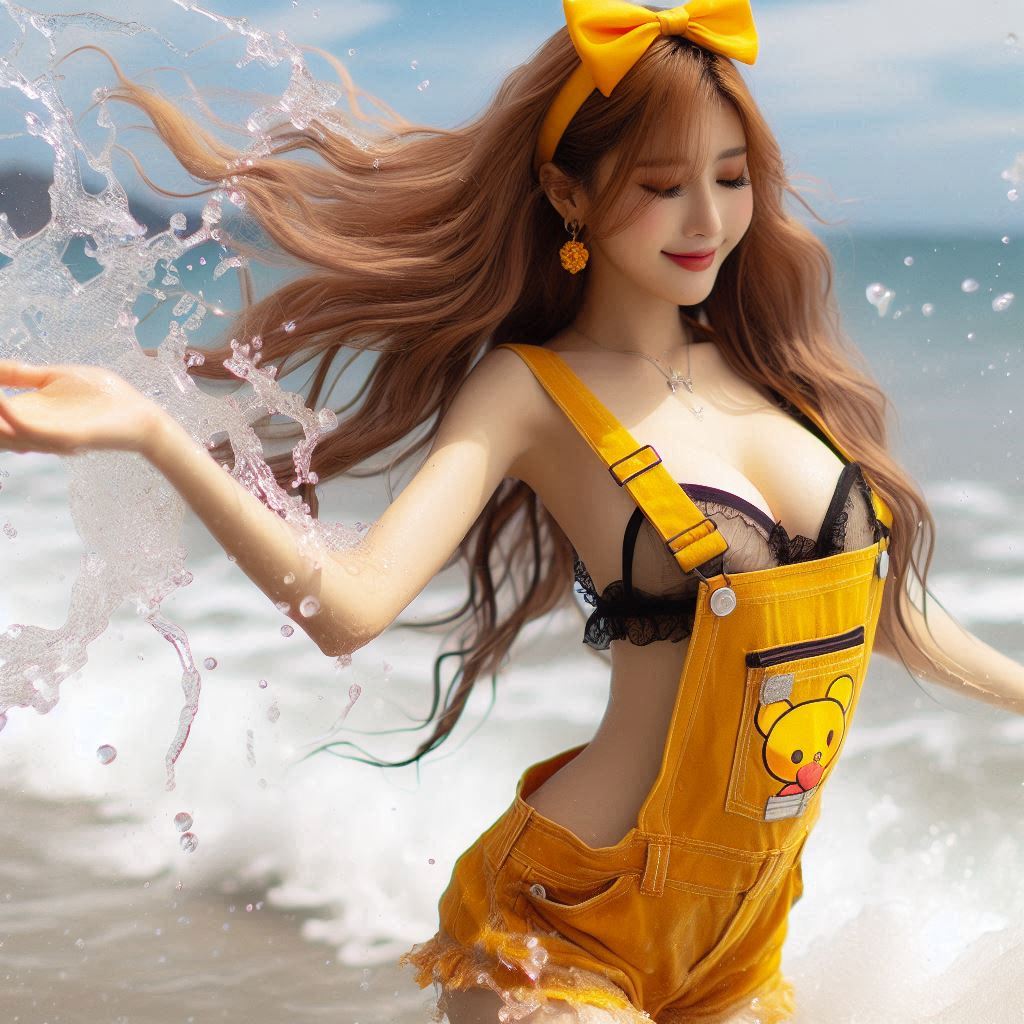 Girl's denim apron with bikini