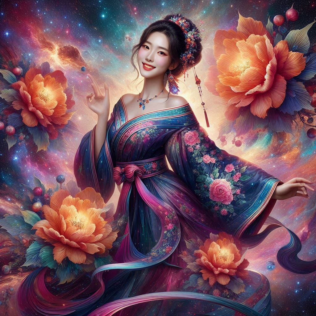 Woman with a pear vortex smile