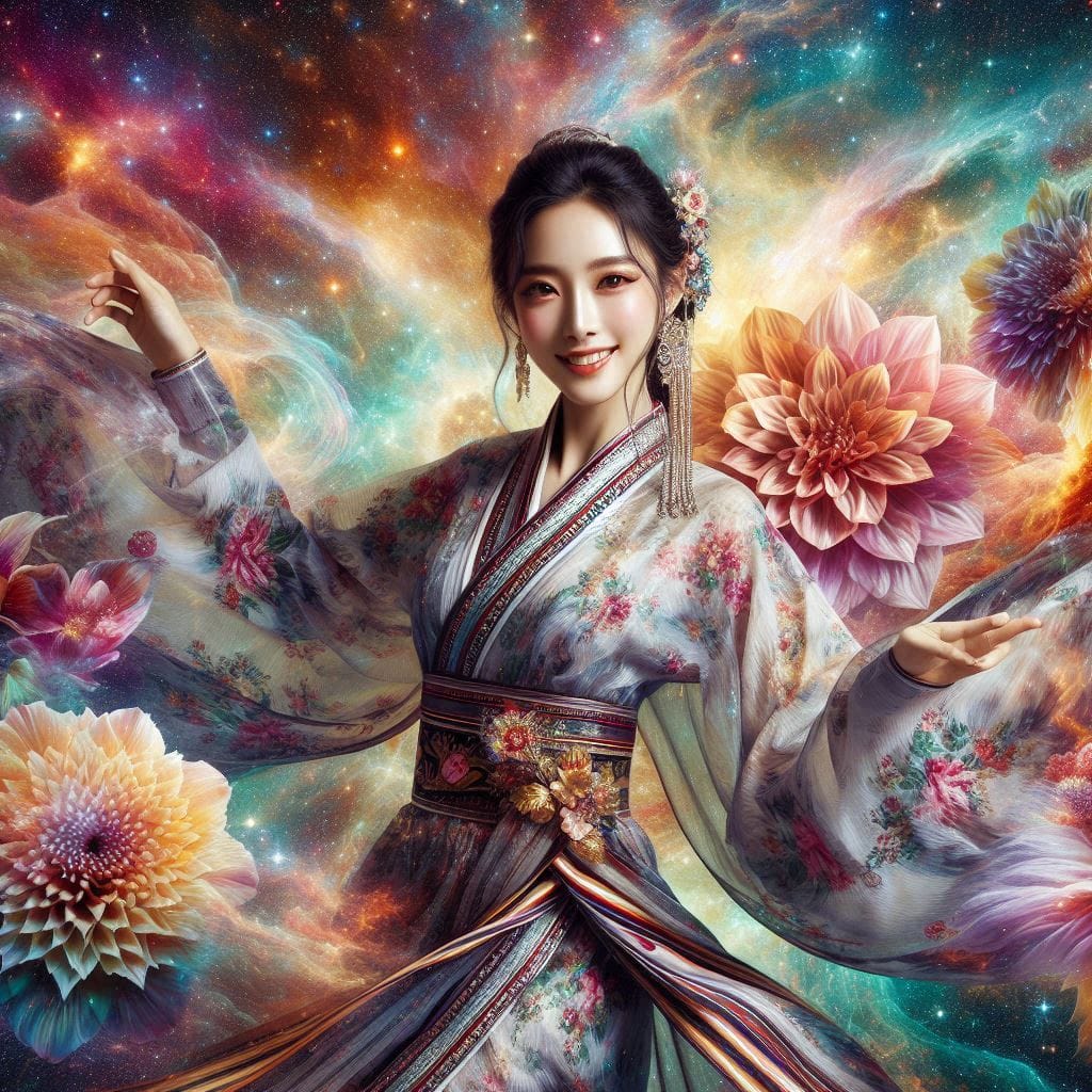 Woman with a pear vortex smile