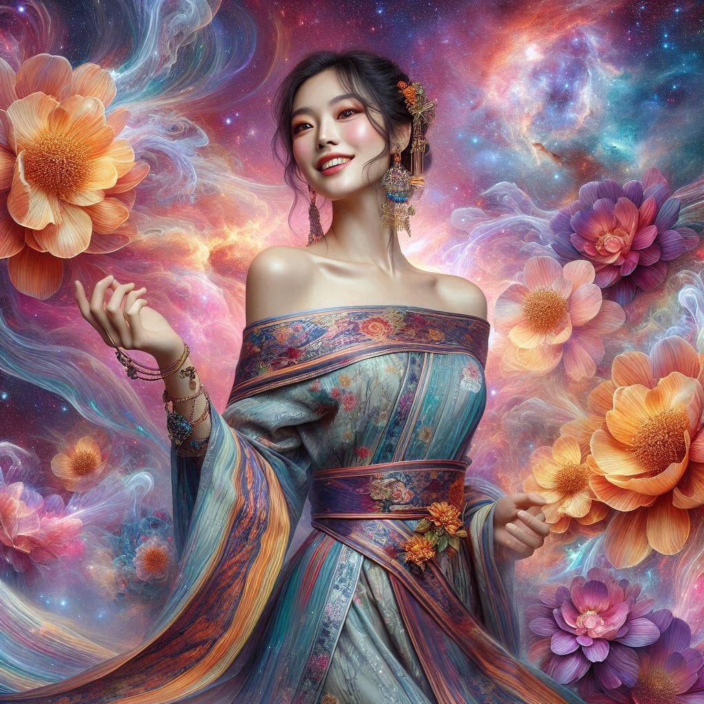 Woman with a pear vortex smile
