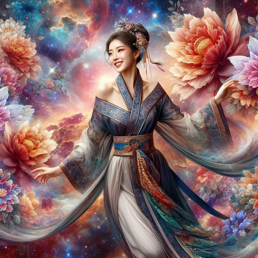 Woman with a pear vortex smile