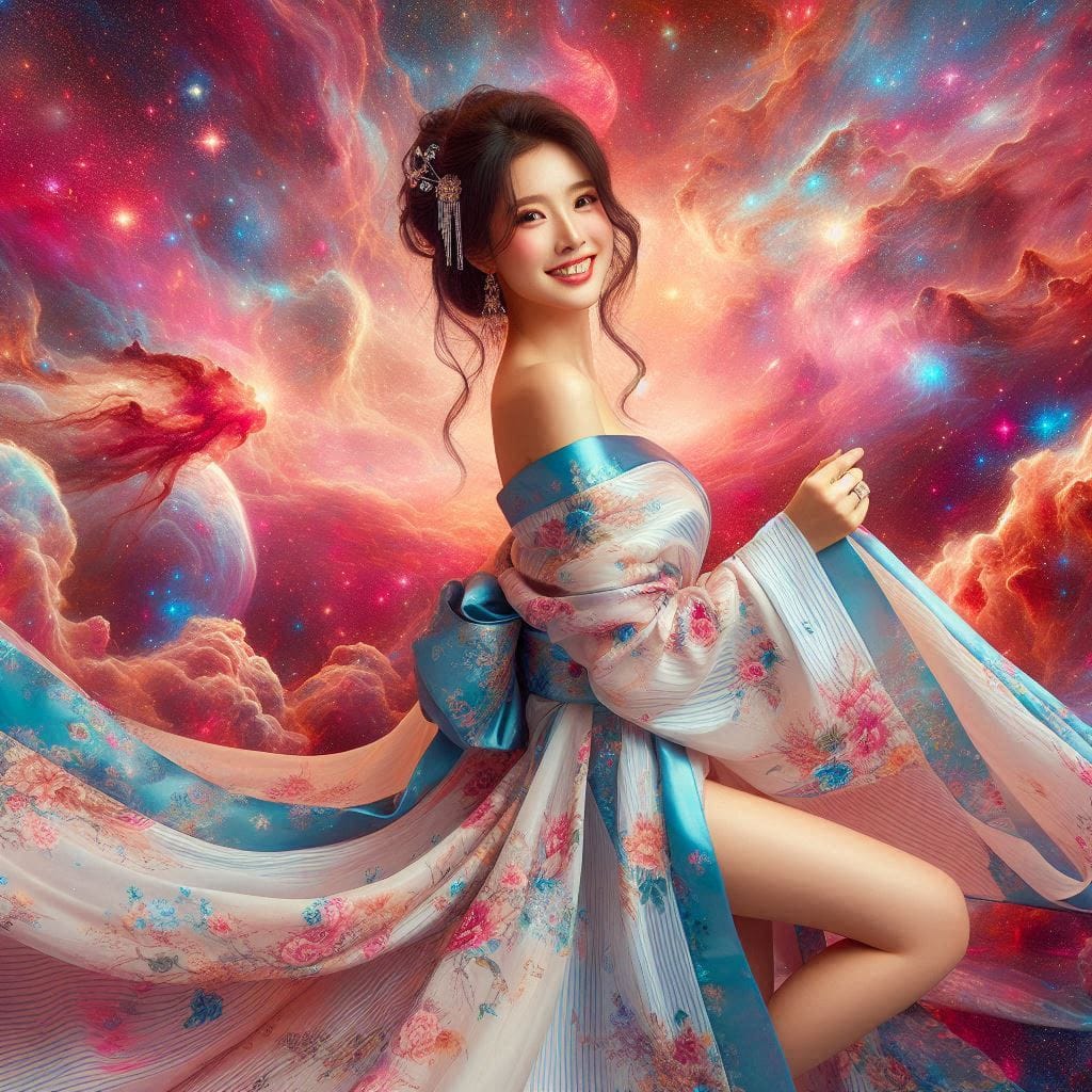 Woman with a pear vortex smile
