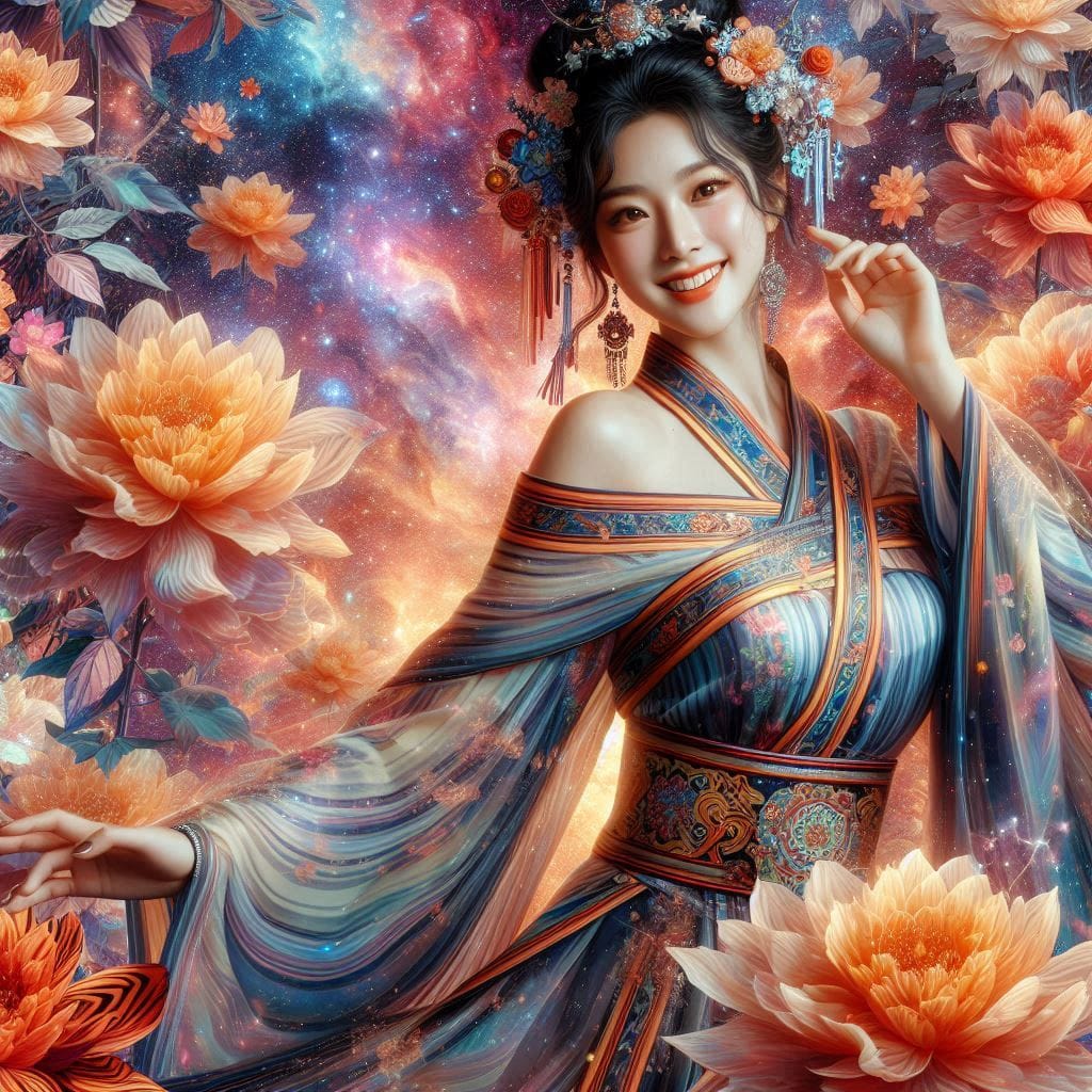 Woman with a pear vortex smile