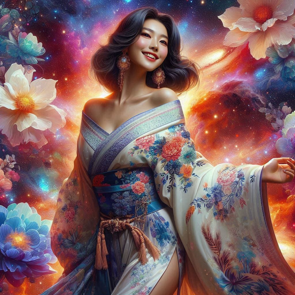 Woman with a pear vortex smile