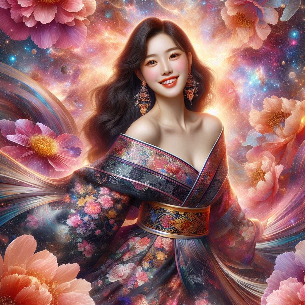 Woman with a pear vortex smile