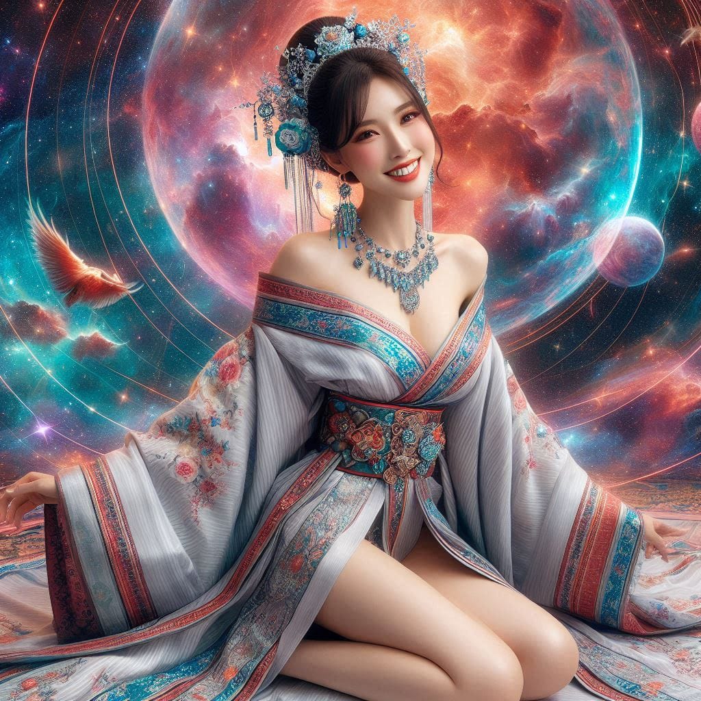 Woman with a pear vortex smile