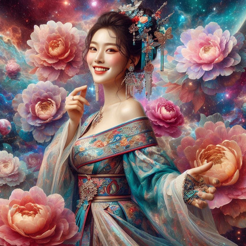 Woman with a pear vortex smile