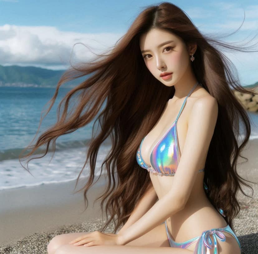 Girl loves to play in the water. From morning to night