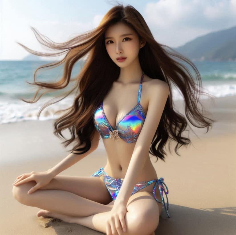 Girl loves to play in the water. From morning to night