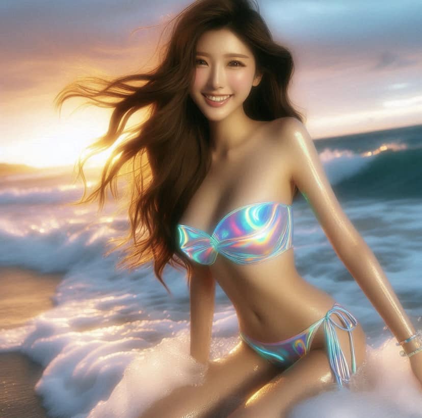Girl loves to play in the water. From morning to night