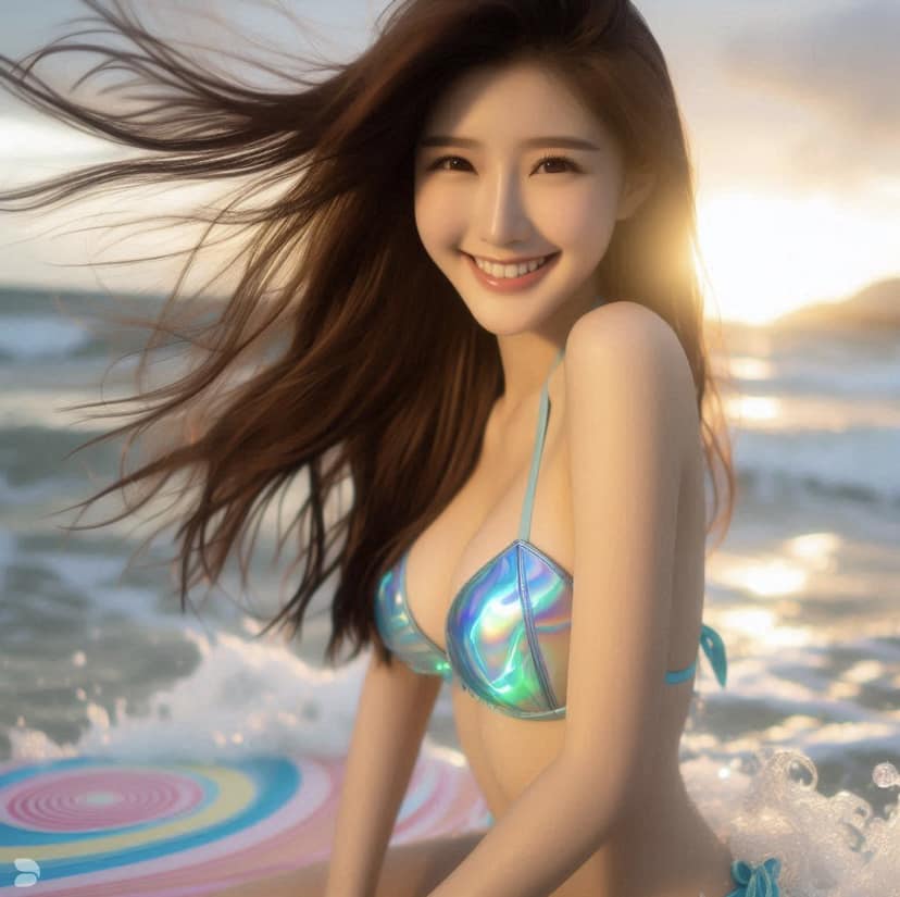 Girl loves to play in the water. From morning to night