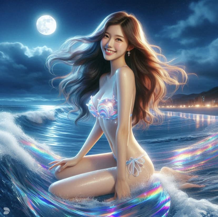 Girl loves to play in the water. From morning to night