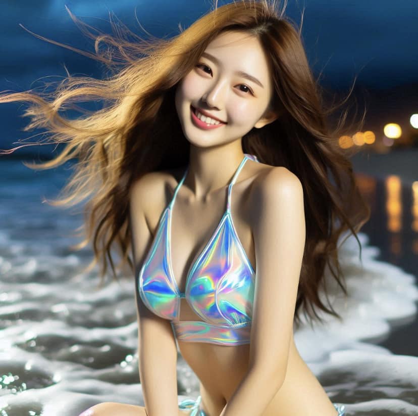 Girl loves to play in the water. From morning to night