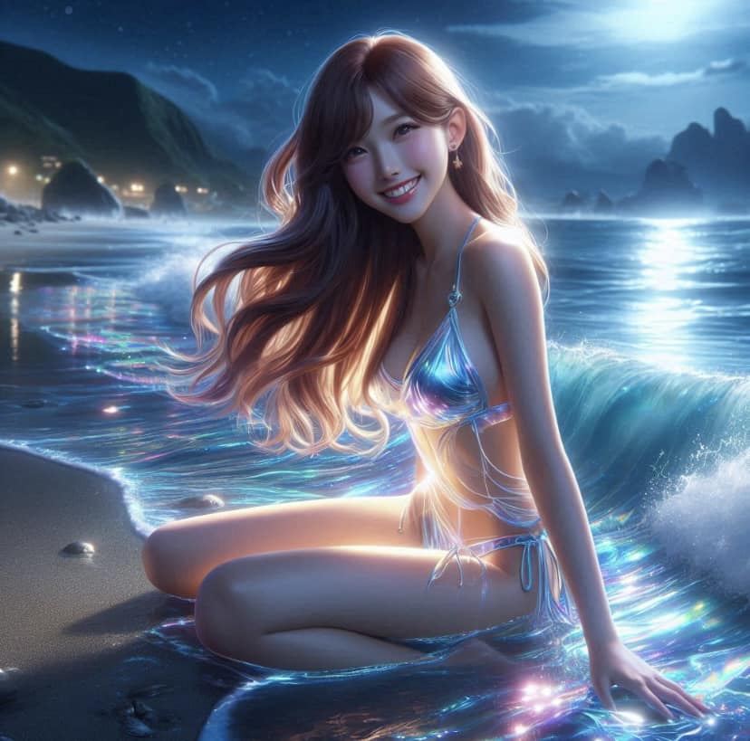 Girl loves to play in the water. From morning to night