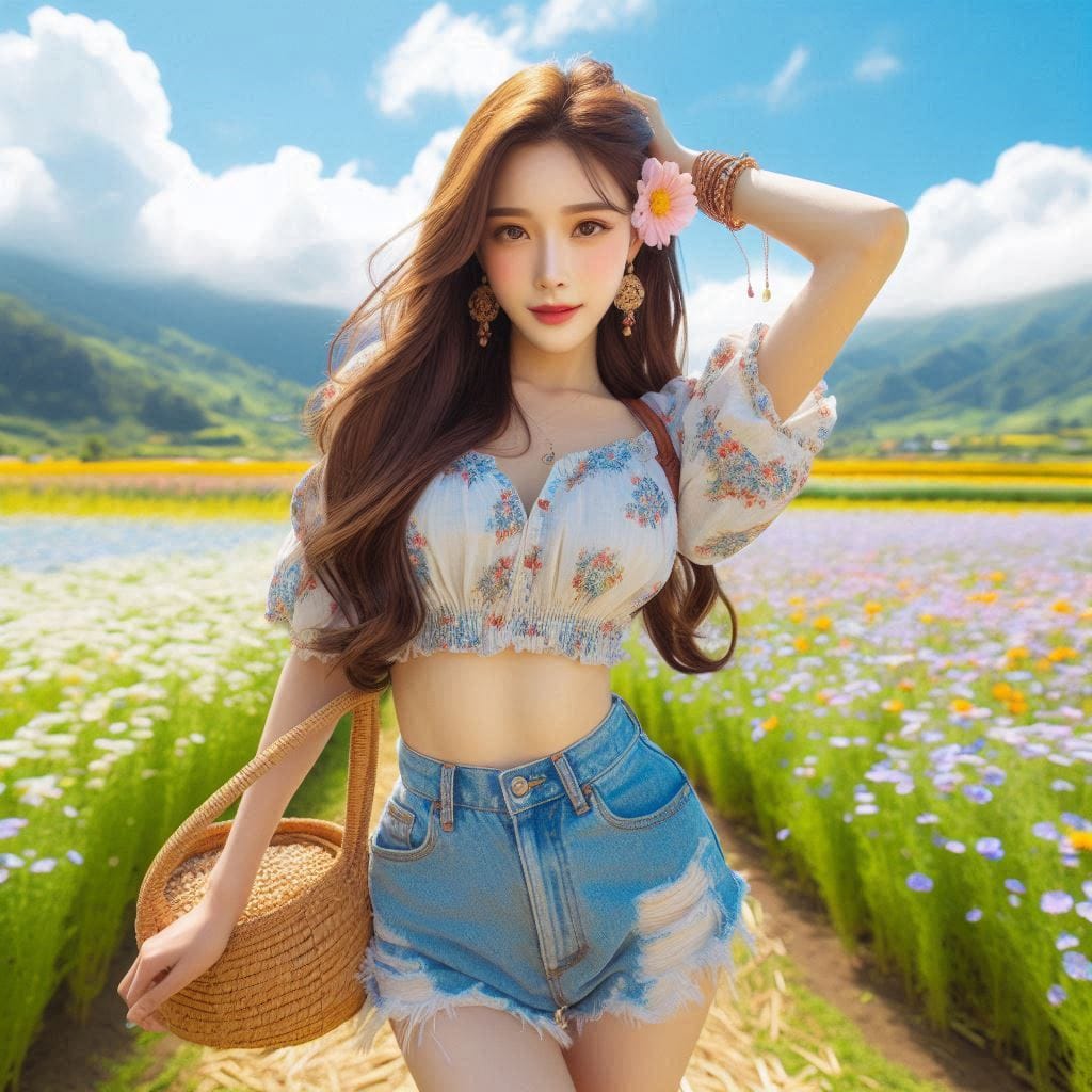The girl next door in the garden