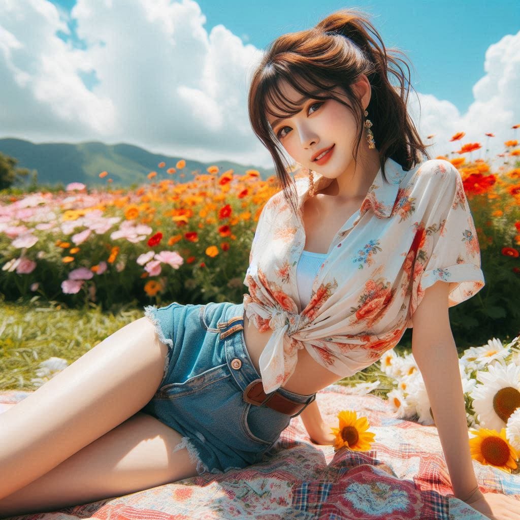 The girl next door in the garden