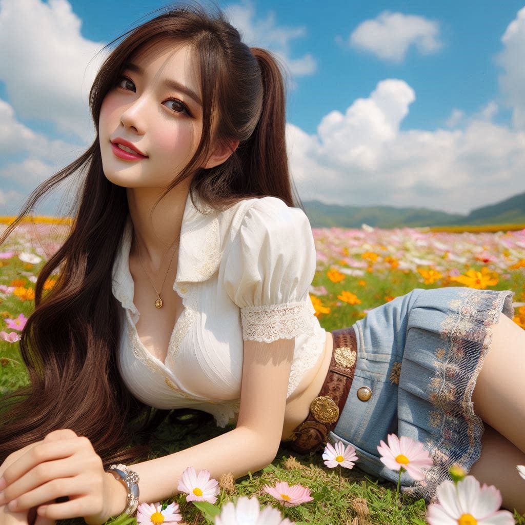 The girl next door in the garden