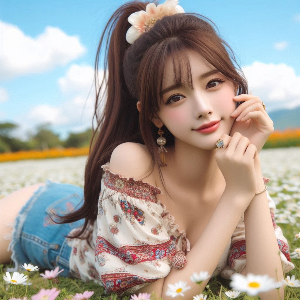 The girl next door in the garden
