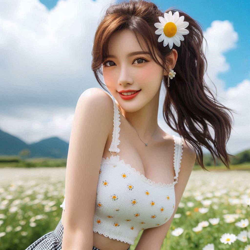 The girl next door in the garden
