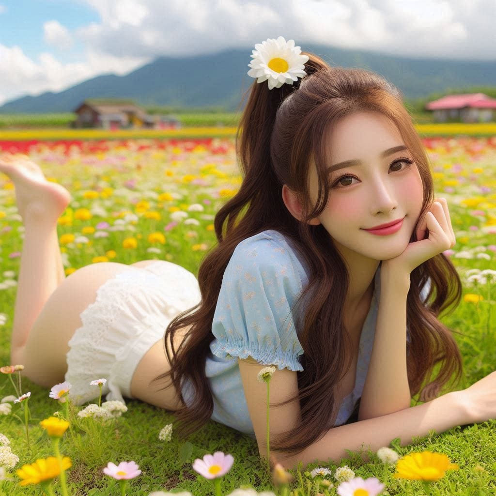 The girl next door in the garden