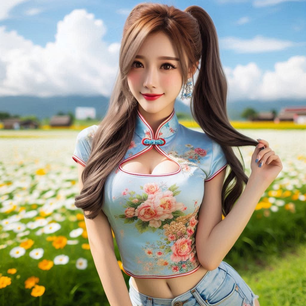 The girl next door in the garden