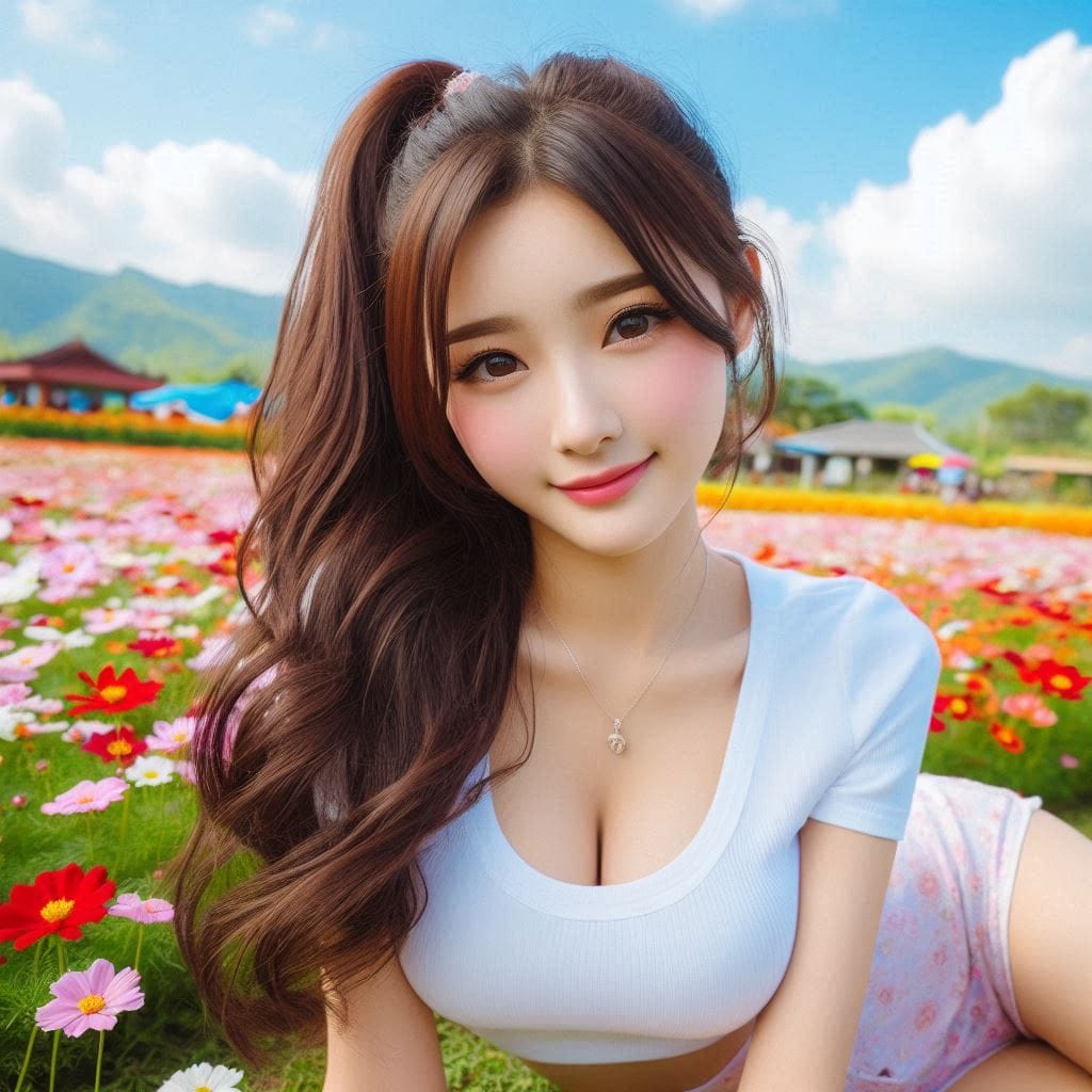 The girl next door in the garden