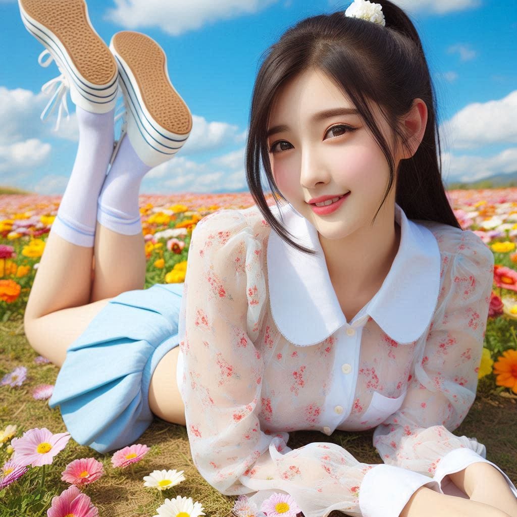 The girl next door in the garden