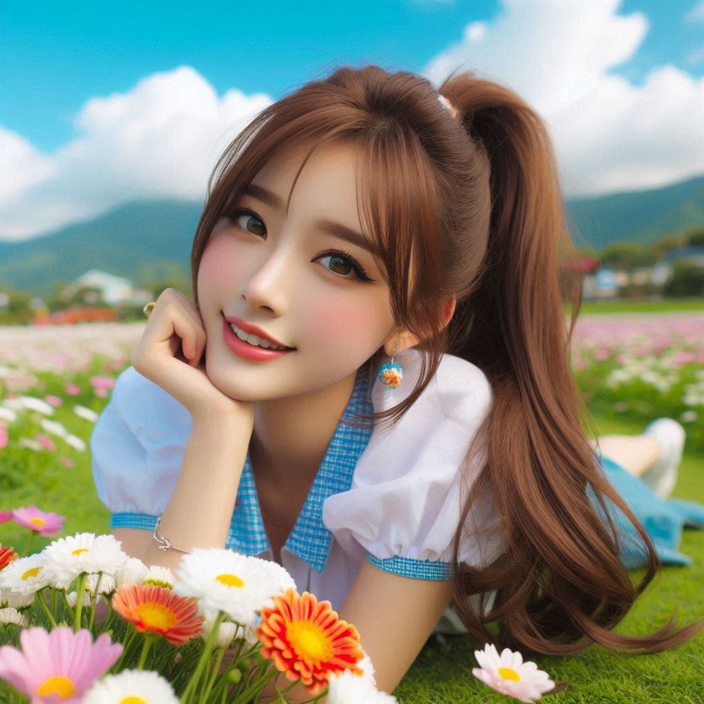 The girl next door in the garden