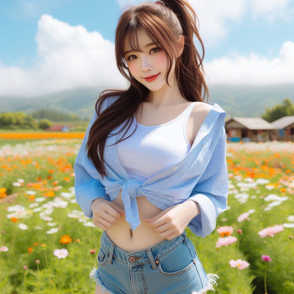 The girl next door in the garden