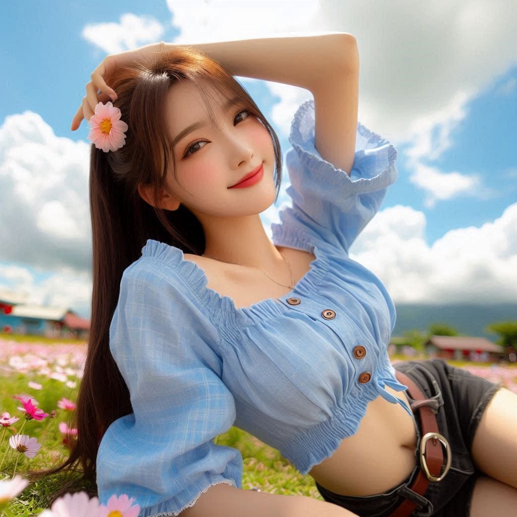 The girl next door in the garden