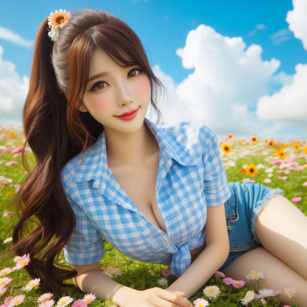 The girl next door in the garden