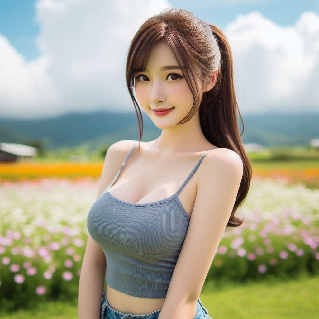 The girl next door in the garden