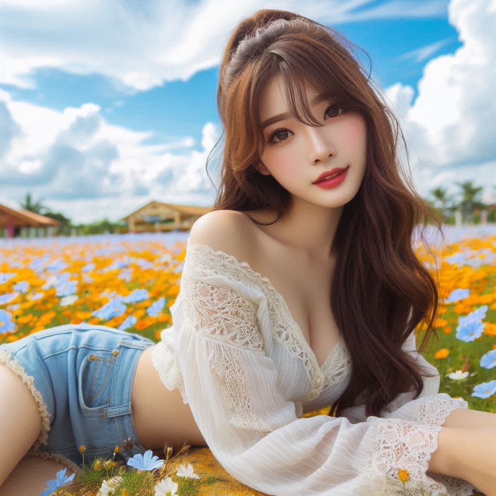 The girl next door in the garden