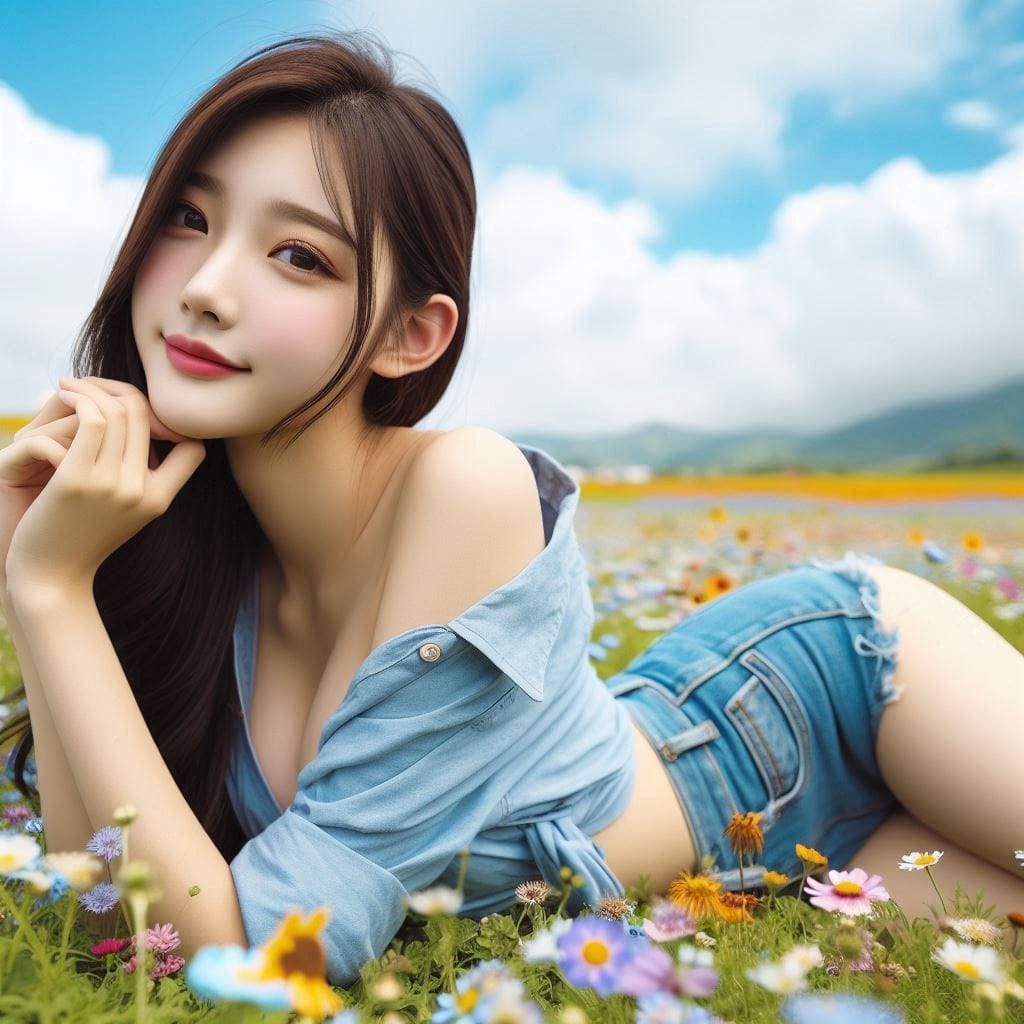 The girl next door in the garden