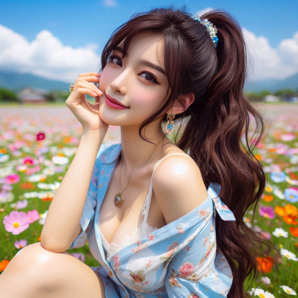 The girl next door in the garden