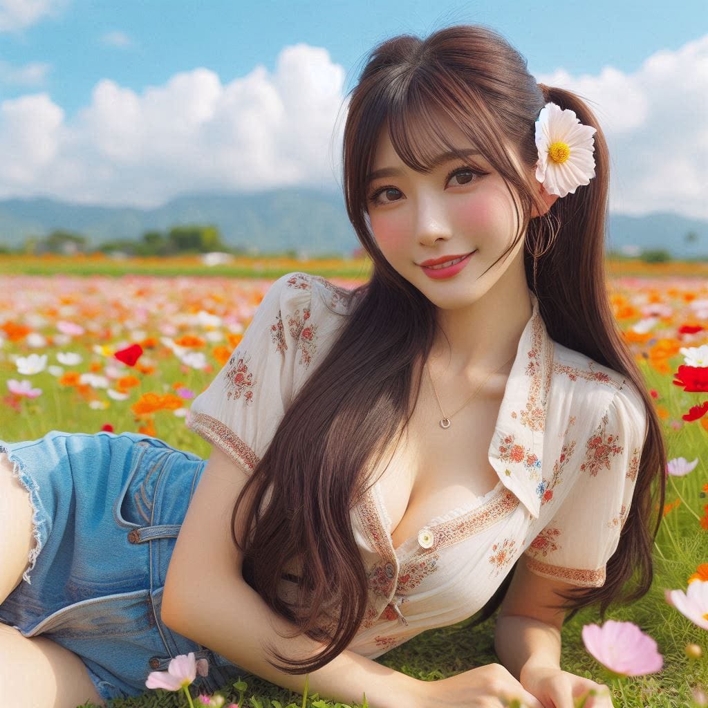 The girl next door in the garden