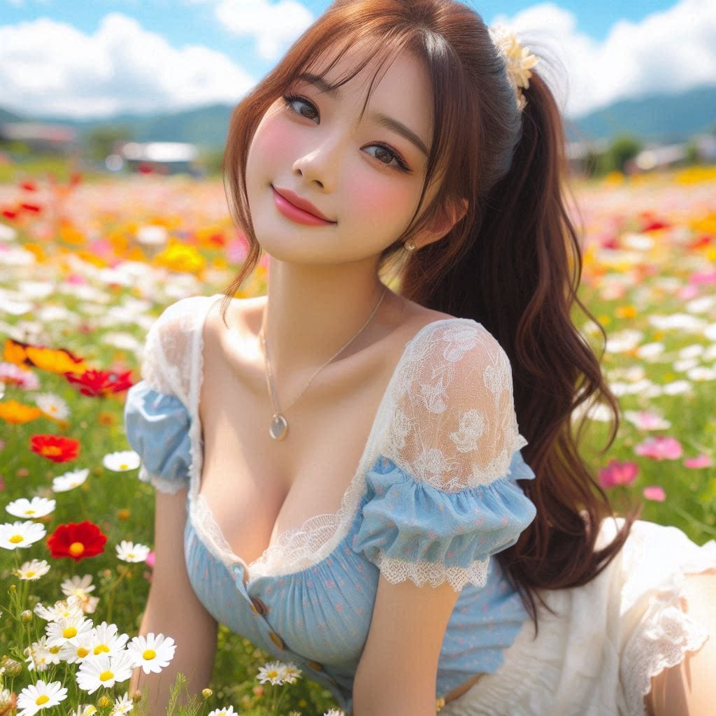 The girl next door in the garden