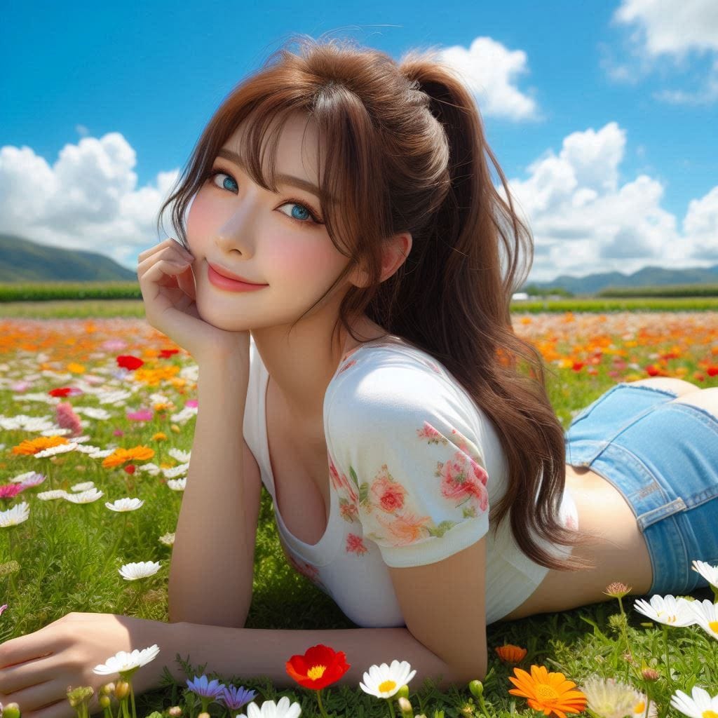 The girl next door in the garden