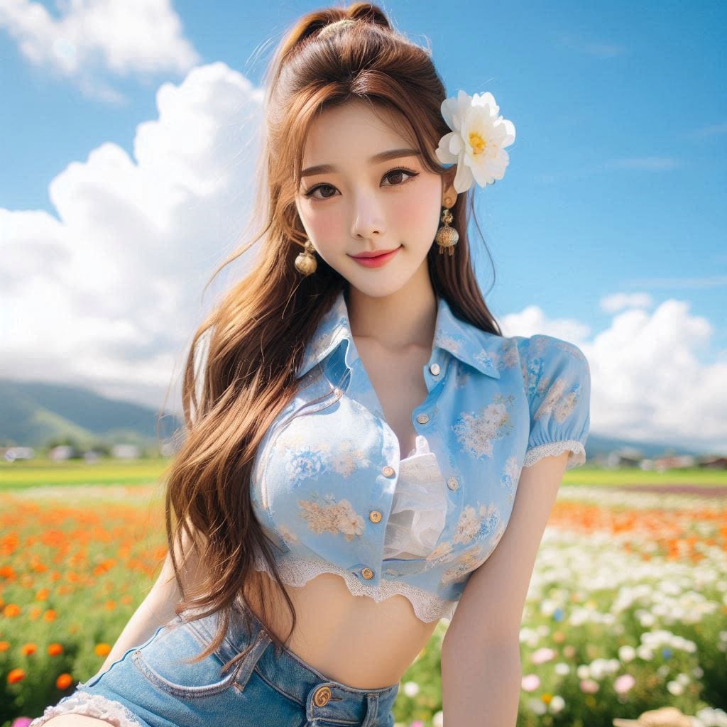 The girl next door in the garden