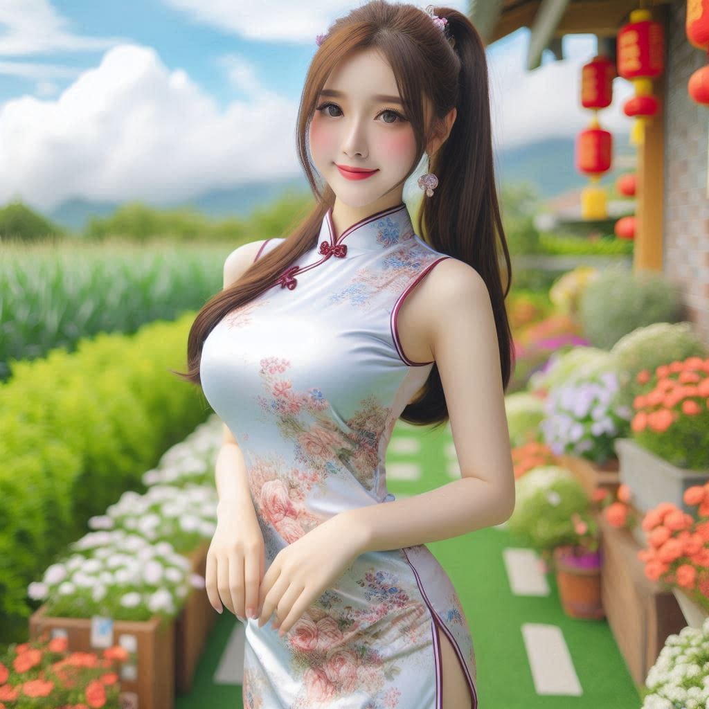 The girl next door in the garden